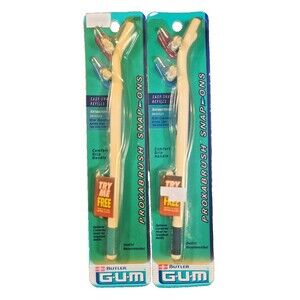 (2) Gum Proxabrush Snap-Ons HANDLE & Snap-ons Refill NOS #625 Made In USA